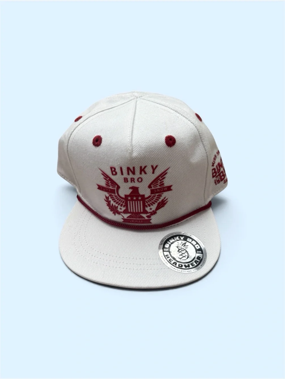 Binky Bro Kids White and Red Logo Snapback Hat